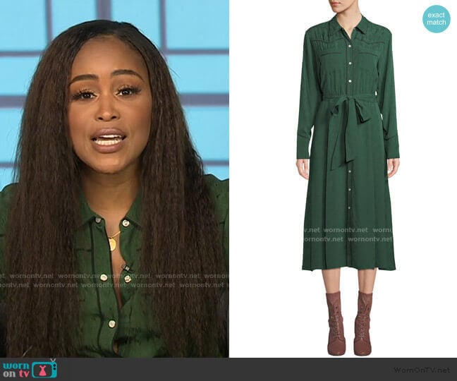 Veronica Beard Spur Silk Jacquard Shirtdress worn by Eve on The Talk