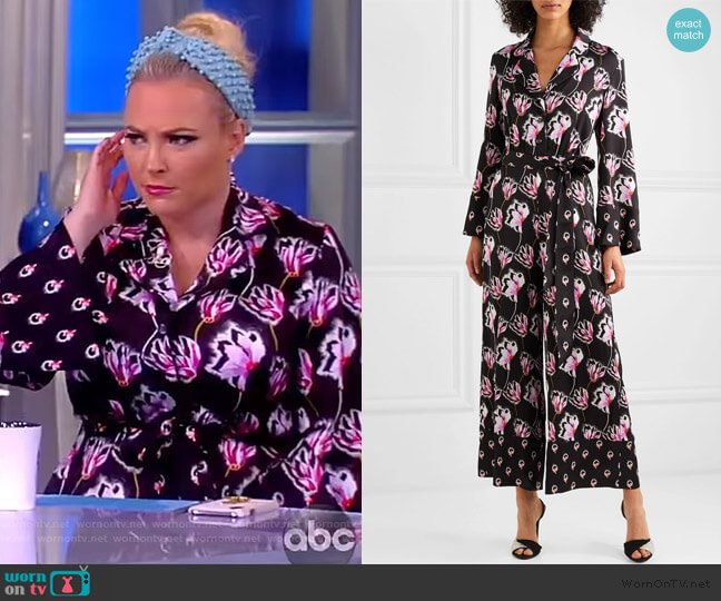 Temperley London Dragonfly cropped satin jumpsuit worn by Meghan McCain on The View