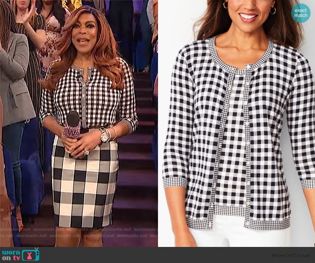 Talbots Charming Gingam print blouse worn by Wendy Williams on The Wendy Williams Show