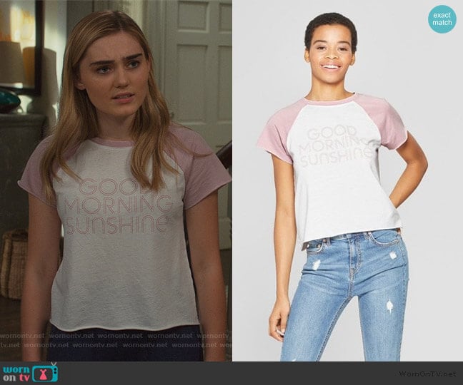 Target Good Morning Sunshine Graphic T-Shirt worn by Taylor Otto (Meg Donnelly) on American Housewife