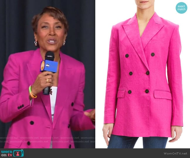 Theory Double Breasted Linen Blazer worn by Robin Roberts on Good Morning America