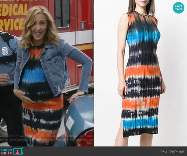 Victoria Victoria Beckham Tie-Dye Ribbed Knit Midi Dress worn by Teddy Altman (Kim Raver) on Greys Anatomy