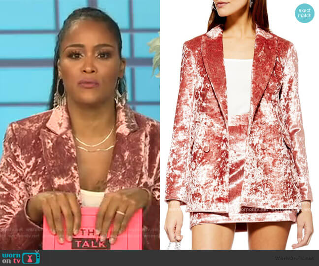 Topshop Bonded Velvet Blazer worn by Eve on The Talk