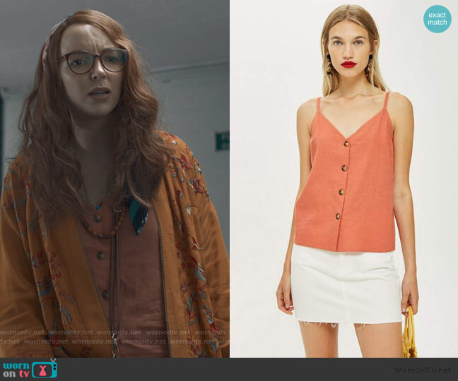 Topshop Button Down Cami Top worn by Villanelle (Jodie Comer) on Killing Eve
