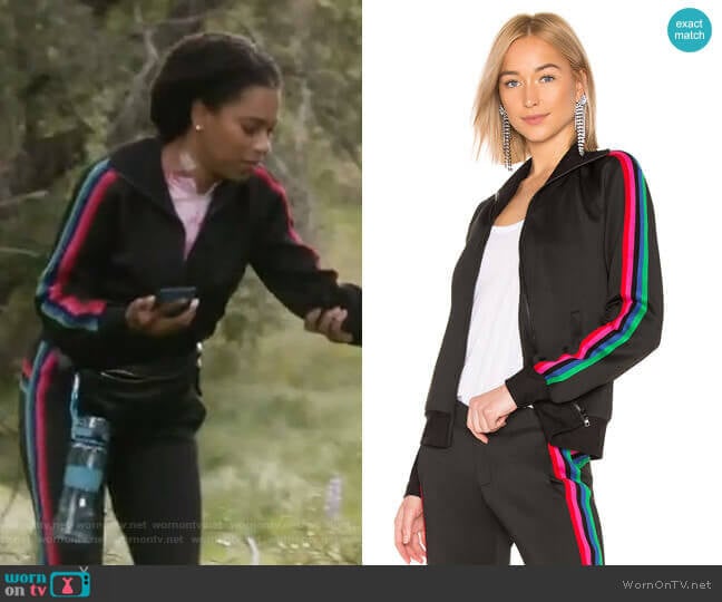 Pam & Gela Track Jacket With Rainbow Stripes worn by Maggie Pierce (Kelly McCreary) on Greys Anatomy
