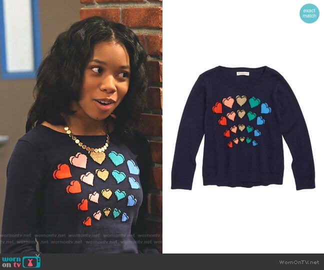Tucker + Tate Girls Sparkle Heart Sweater worn by Becky (Kyla-Drew) on No Good Nick