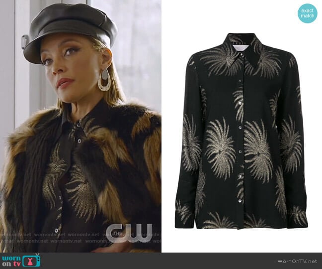 Victoria Victoria Beckham Palm Tree Shirt worn by Dominique Deveraux (Michael Michele) on Dynasty
