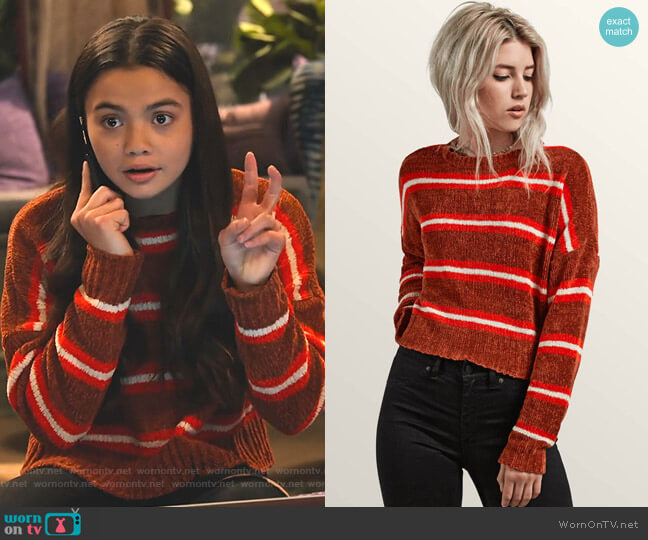 Volcom The Favorite Cropped Crew Neck Sweater worn by Nick (Siena Agudong) on No Good Nick