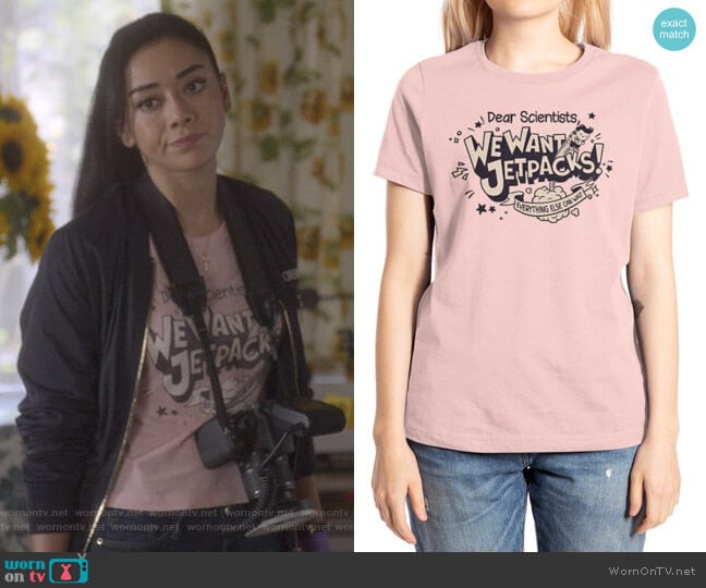 Pawel Kania We Want Jetpacks Tee worn by Ella Lopez (Aimee Garcia) on Lucifer