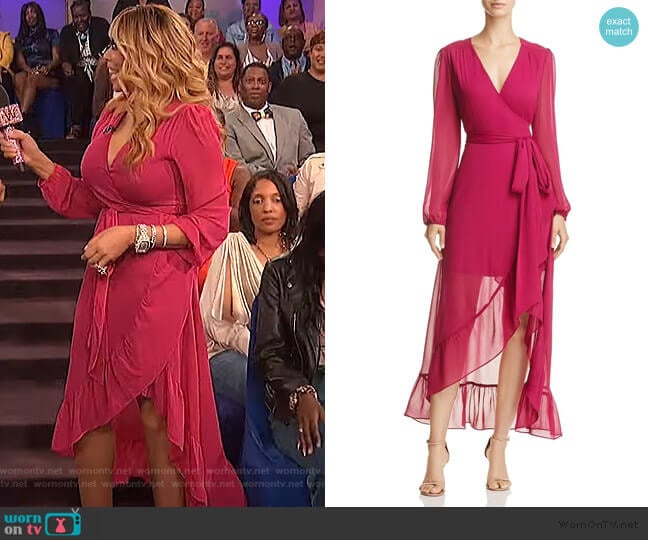 Wayf Magenta long sleeve wrap dress worn by Wendy Williams on The Wendy Williams Show