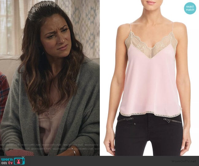 Zadig & Voltaire Christy Silk Camisole Top worn by Colleen Brandon-Ortega (Angelique Cabral) on Life in Pieces