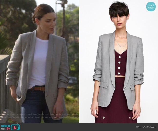 Zara Blazer with Gathered Sleeves worn by Chloe Decker (Lauren German) on Lucifer