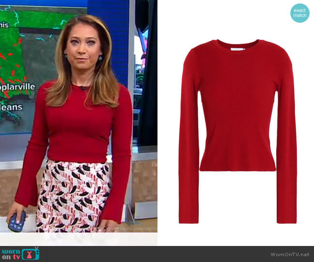 A.L.C. Ribbed Merino Wool-Blend Sweater worn by Ginger Zee on Good Morning America