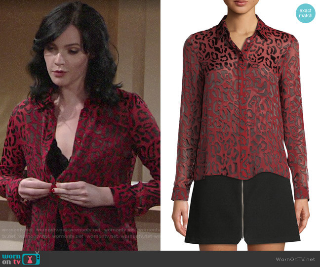 Alice + Olivia Willa Leopard Burnout Shirt worn by Tessa Porter (Cait Fairbanks) on The Young and the Restless