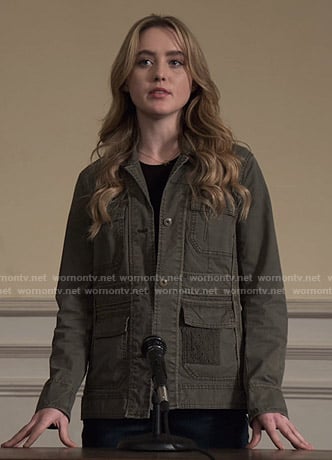 Allie’s green utility jacket on The Society