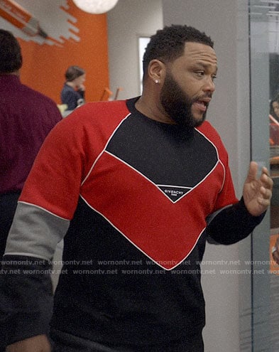 Andre’s red and black Givenchy logo sweater on Black-ish