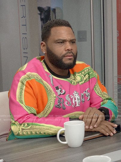 Andre’s pink frame print sweatshirt on Black-ish