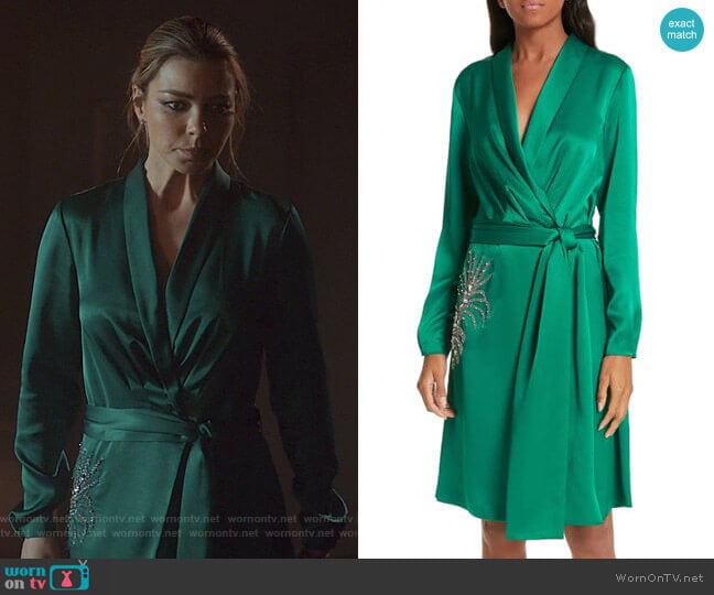 BA&SH Janeiro Satin Wrap Dress worn by Chloe Decker (Lauren German) on Lucifer
