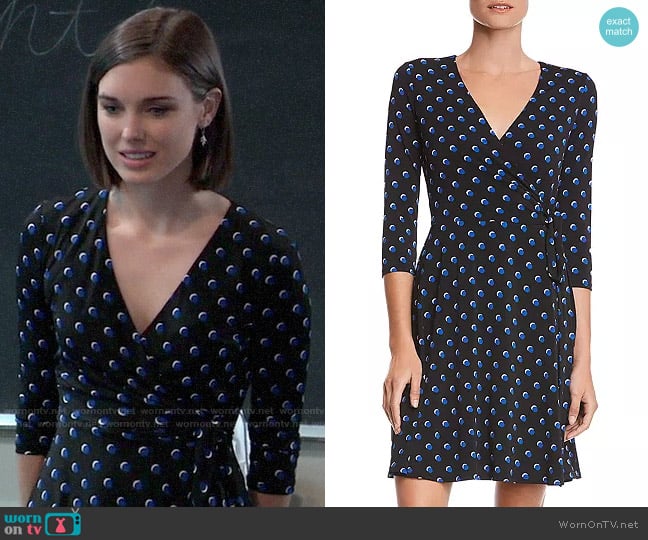 Bailey 44 Tied Down Dot Print Faux-Wrap Dress worn by Willow Tait (Katelyn MacMullen) on General Hospital