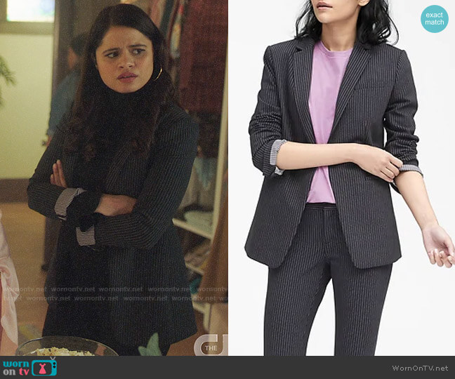 Banana Republic Long and Lean-Fit Pinstripe Blazer worn by Mel Vera (Melonie Diaz) on Charmed