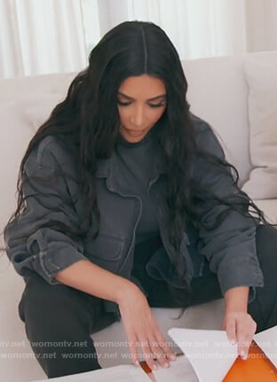 Kim’s black denim jacket on Keeping Up with the Kardashians