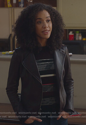 Allison’s black striped sweater on For the People