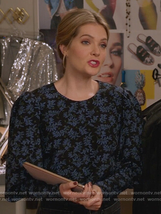 Sutton’s floral puff sleeve top on The Bold Type