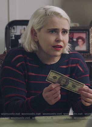 Annie’s navy sheer stripe sweater on Good Girls