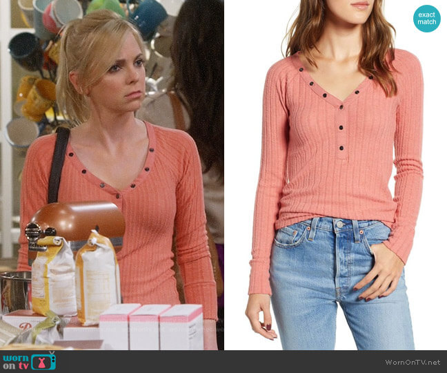 BP Fitted Henley worn by Christy Plunkett (Anna Faris) on Mom
