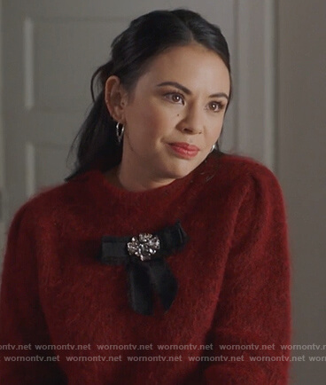 Mona’s brooch embellished sweater on Pretty Little Liars The Perfectionists