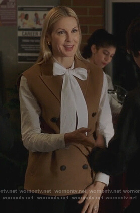 Clair’s brown double breasted vest on Pretty Little Liars The Perfectionists