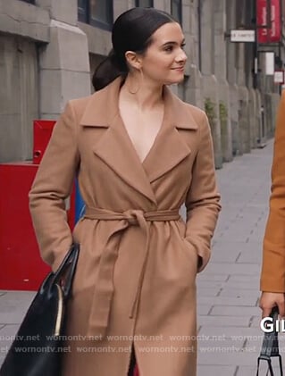 Jane’s beige wrap coat on The Bold Type