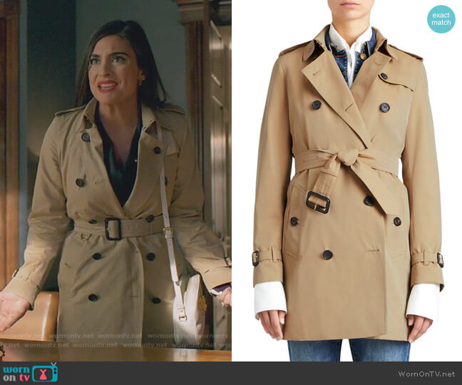 Burberry The Kensington Mid-Length Heritage Trench Coat worn by Cristal Jennings (Daniella Alonso) on Dynasty