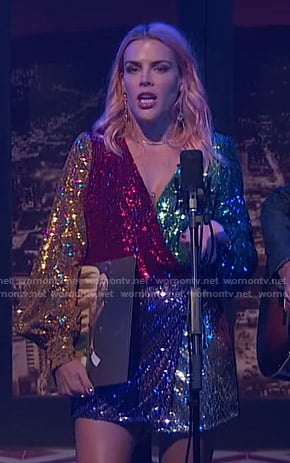 Busy’s sequin colorblock dress on Busy Tonight