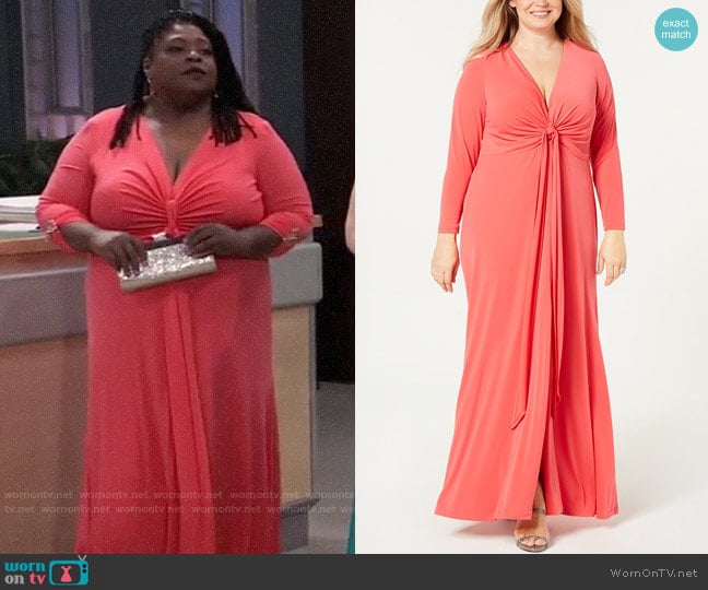Calvin Klein Twist-Front Maxi Gown worn by Epiphany Johnson (Sonya Eddy) on General Hospital