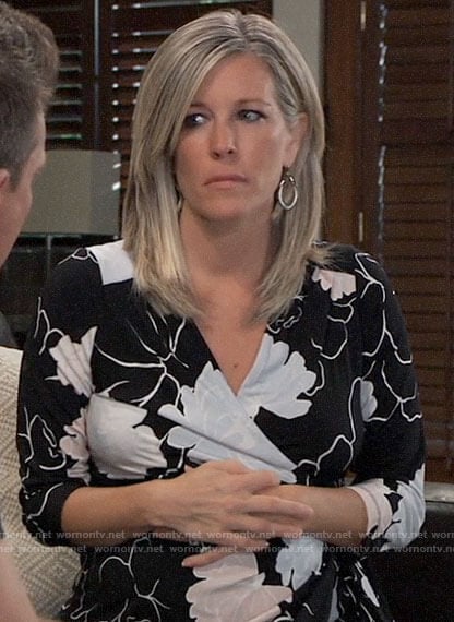 Carly’s black floral maternity dress on General Hospital