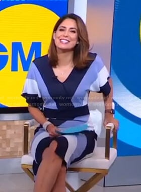 Cecilia’s blue striped wrap dress on Good Morning America