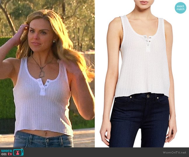 Chaser Sparkle Thermal Cropped Henley Tank worn by Hannah Brown on The Bachelorette