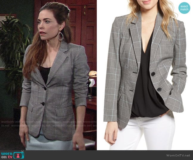 Chelsea28 Plaid Blazer worn by Victoria Newman (Amelia Heinle) on The Young and the Restless