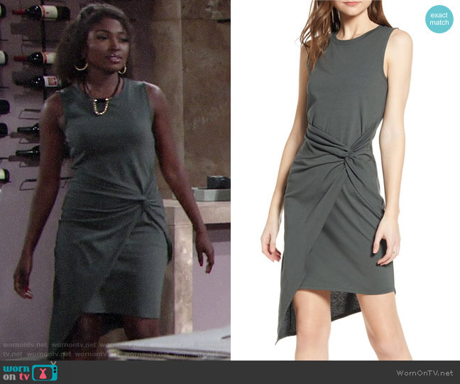 Chelsea28 Twist Front Dress in Grey Urban worn by Ana Hamilton (Loren Lott) on The Young and the Restless