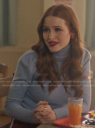 Cheryl’s blue puff-sleeve turtleneck on Riverdale