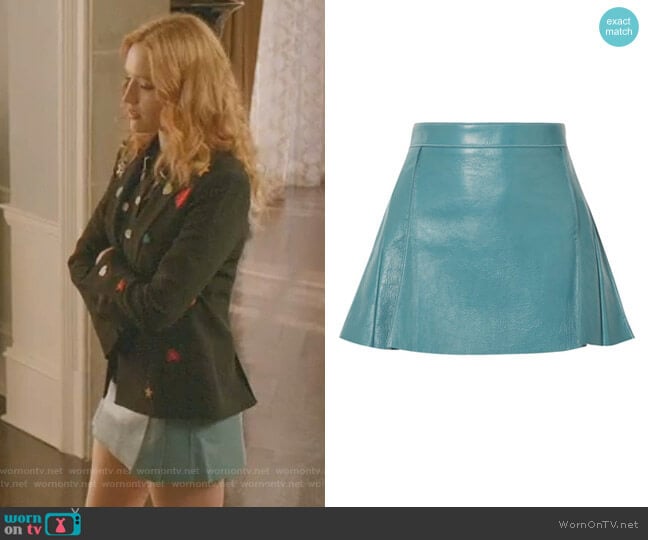 Chloe Pleated Leather Mini Skirt worn by Kirby Anders (Maddison Brown) on Dynasty