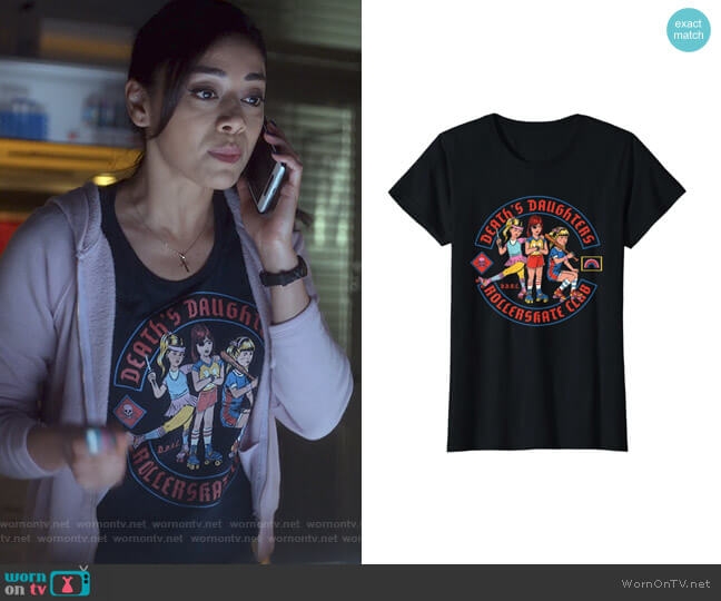 Death's Daughters Roller Skate Club T-Shirt worn by Ella Lopez (Aimee Garcia) on Lucifer