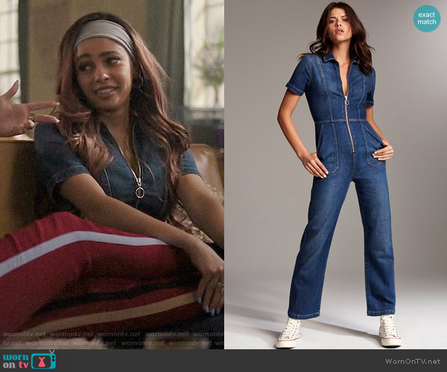 Denim Forum The Francoise Jumpsuit worn by Toni Topaz (Vanessa Morgan) on Riverdale