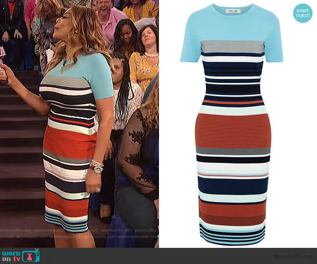 Diane Von Furstenberg Striped stretch-knit dress worn by Wendy Williams on The Wendy Williams Show