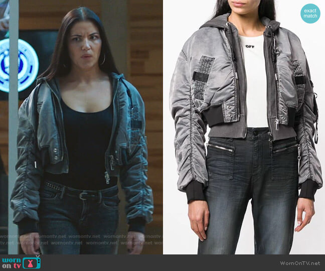 Diesel Cropped Bomber Jacket worn by Martyna  Marek (Marika Dominczyk) on Whiskey Cavalier