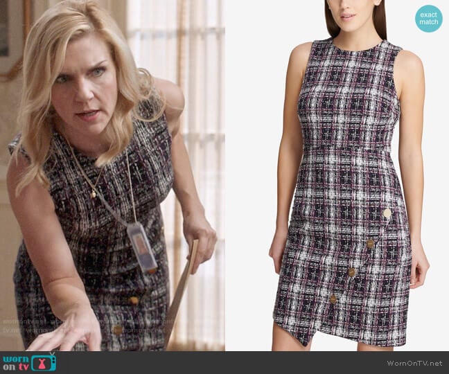 DKNY Asymmetrical Tweed Sheath Dress