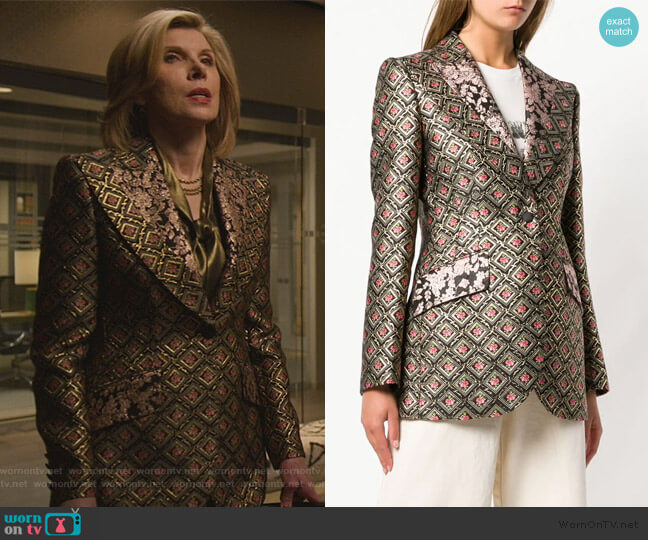 Dolce & Gabbana Jacquard Blazer worn by Diane Lockhart (Christine Baranski) on The Good Fight