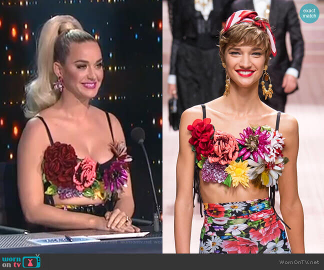 Dolce & Gabbana Spring 2019 Ready to Wear Collection worn by Katy Perry on American Idol
