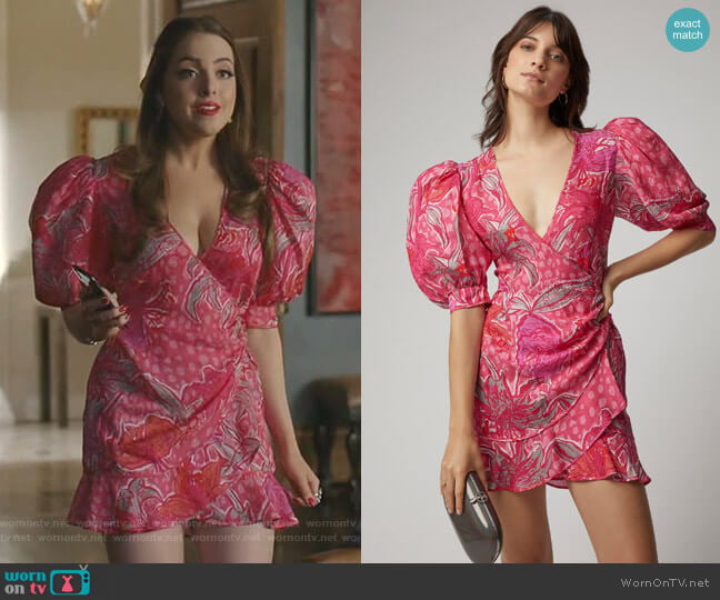 Dundas Lilly-Print Jacquard Dress worn by Fallon Carrington (Elizabeth Gillies) on Dynasty